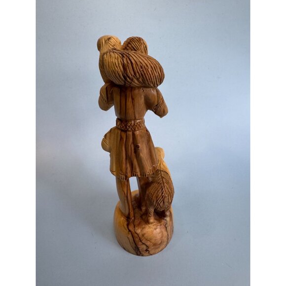Vintage Hand Carved Olive Wood "The Good Shepherd" Figurine 7" - Picture 6 of 8